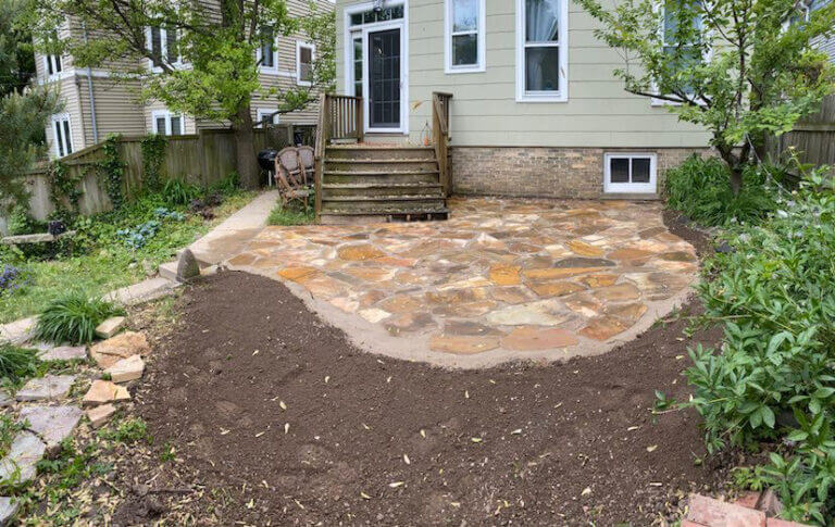 Work in progress to build beautiful new rock walkway